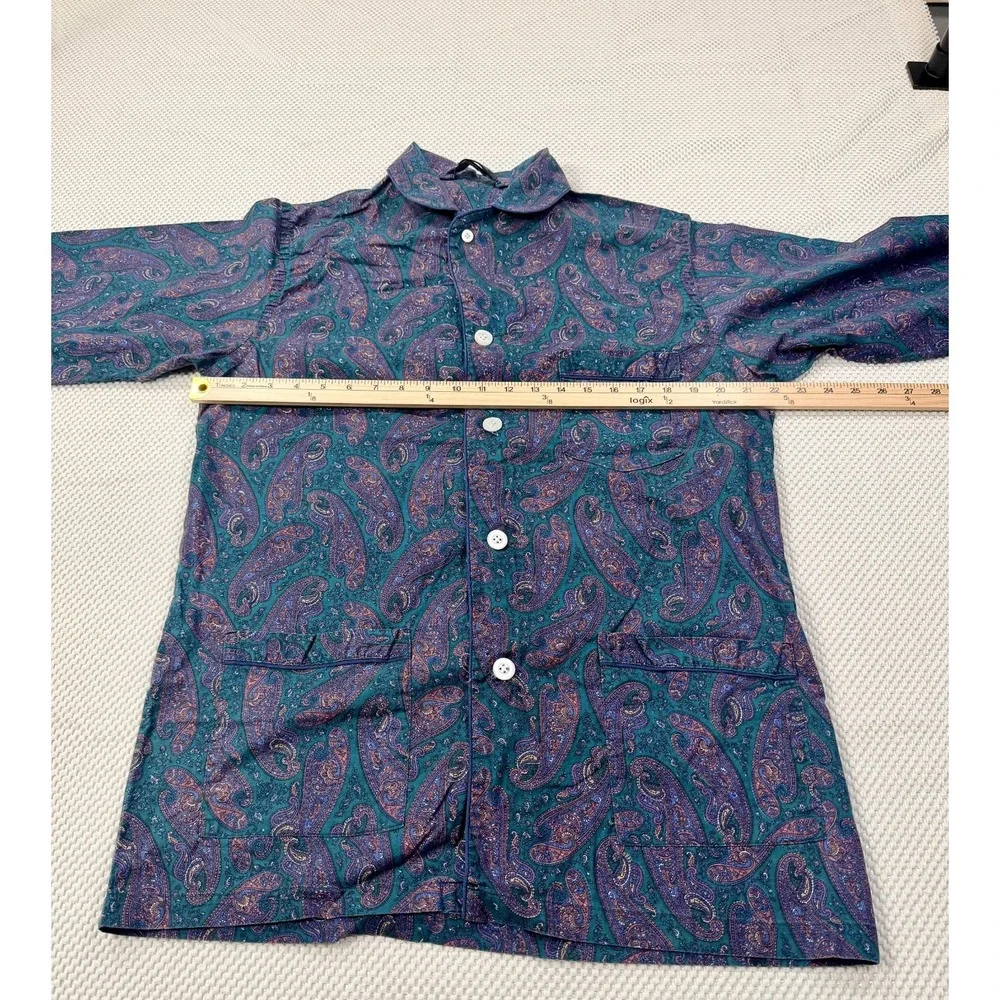 VTG Christian Dior Monsieur Le Connaisseur Pajamas Set Large Paisley Teal Purple